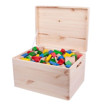 Drewniane klocki magnetyczne Kooglo Giga w drewnianej skrzyni kolorowe