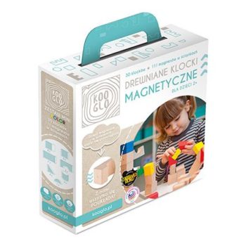 Drewniane klocki magnetyczne Kooglo - zestaw mini kolor - K4030C